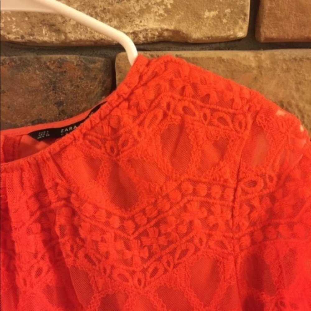 Zara Basic Collection Orange Lace Lined Dress - image 5